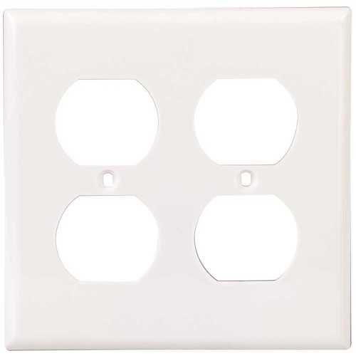 2-Gang Duplex Outlet Wall Plate Plastic White