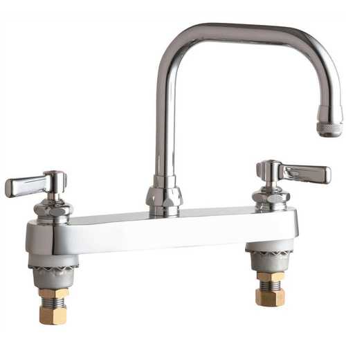 DECK MOUNT WORK BOARD SINK FAUCET WITH 8 IN. CENTERS, CHROME, LEAD FREE, WRIST BLADE HANDLES