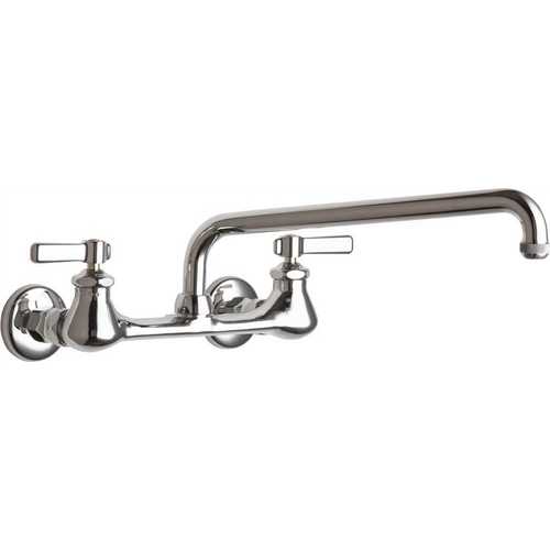 Chicago Faucets 540-LDL12E1WXFABCP LEAD-FREE HOT AND COLD WATER SINK FAUCET WITH 8-INCH FIXED CENTERS AND 12-INCH L-TYPE SWING SPOUT Chrome