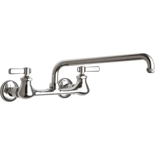 LEAD-FREE HOT AND COLD WATER SINK FAUCET WITH 8-INCH FIXED CENTERS AND 12-INCH L-TYPE SWING SPOUT Chrome