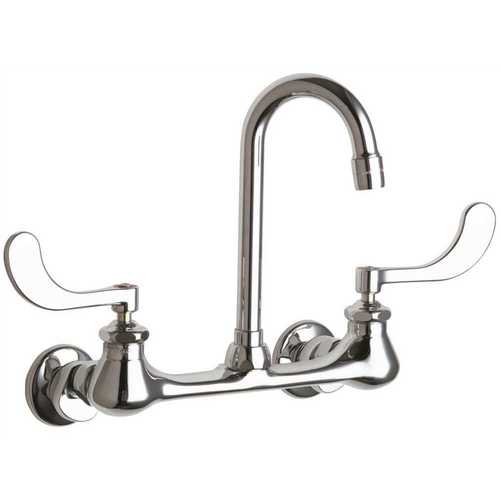 2-Handle Kitchen Faucet in Chrome with 3-1/2 in. Rigid/Swing Gooseneck Spout