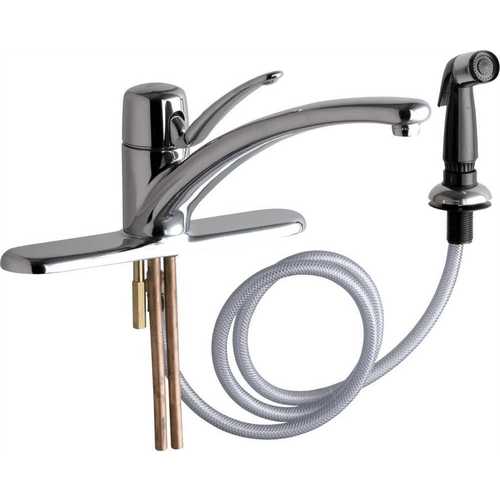 1-Handle Side Sprayer Kitchen Faucet in Chrome with 10 in. Integral Cast Brass Swing Spout