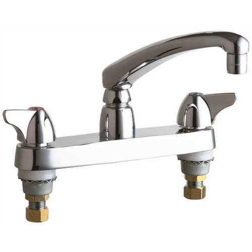 1102 Series Two Handled, Deck Mount Pot Filler with Side Spray in Chrome Plate Finish