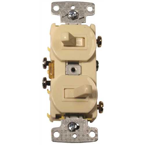 HUBBELL WIRING RC101I 15 Amp 2-Gang Combo Switch, Ivory