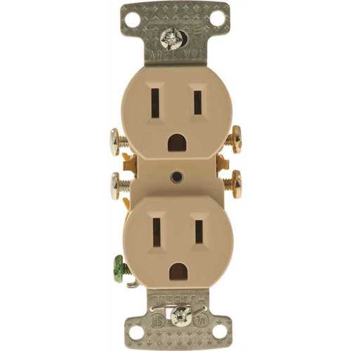 HUBBELL WIRING RR15SI 15 Amp Self-Grounding Duplex Receptacle, Ivory