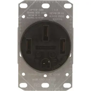 HUBBELL WIRING RR450F 50 Amp 3-Pole 4-Wire Range and Dryer Receptacle, Black