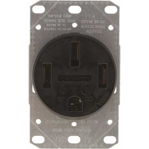 HUBBELL WIRING RR450F 50 Amp 3-Pole 4-Wire Range and Dryer Receptacle, Black