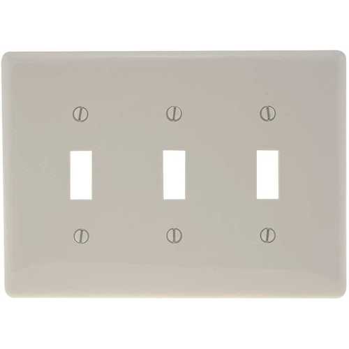 HUBBELL WIRING NPJ3W 3-Gang MIDI Toggle Wall Plate, White
