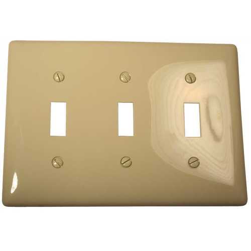 3-Gang MIDI Toggle Wall Plate, Ivory