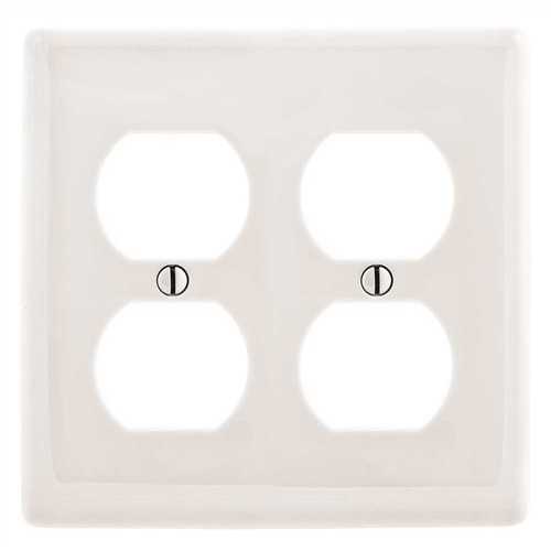 2-Gang MIDI Duplex Wall Plate, White