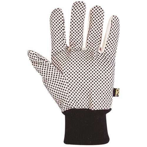 Large Cotton Canvas Work Gloves with PCV Gripper Dots Pair