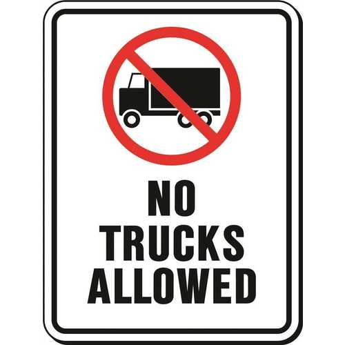 18 in. x 24 in. No Trucks Allowed Heavy-Duty Sign BLACK / WHITE