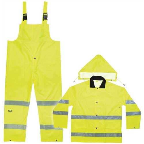 Custom LeatherCraft R111X Unisex X-Large PVC ANSI Class 3 Rain Suit Yellow