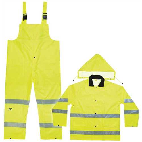 Custom LeatherCraft R111L Unisex Large PVC ANSI Class 3 Rain Suit Yellow