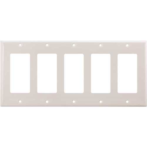 5-Gang Decorative Wall Plate Standard Size Plastic Ivory
