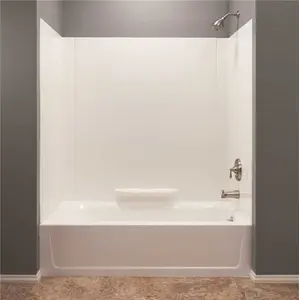 Durawall 30 in. x 60 in. x 58 in. 3-Piece Easy Up Adhesive Alcove Bath Tub Surround in White Durawall 30 in. x 60 in. x 58 in. 3-Piece Easy Up Adhesive Alcove Bath Tub Surround in White