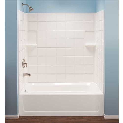 Mustee 670WHT Topaz 30 in. x 60 in. x 59 in. Direct-to-Stud Tub Surround in White
