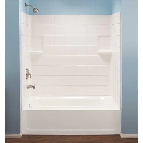 Mustee 670WHT Topaz 30 in. x 60 in. x 59 in. Direct-to-Stud Tub Surround in White