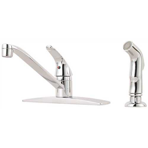 Single-Handle Standard Kitchen Faucet with Side Sprayer in Polished Chrome