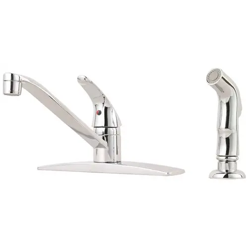 Single-Handle Standard Kitchen Faucet with Side Sprayer in Polished Chrome