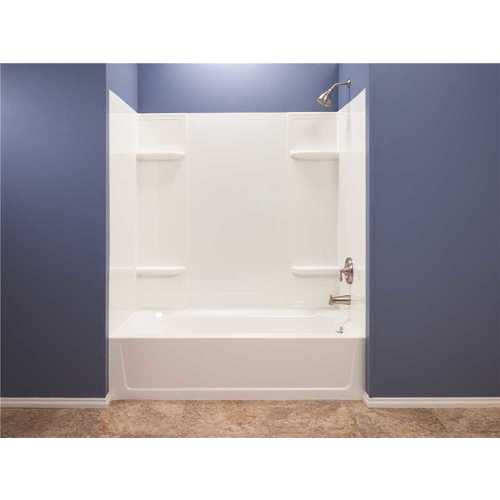 Mustee 53WHT Durawall Model  30 in. x 60 in. x 58 in. Easy Up Adhesive Bathtub Surround in White