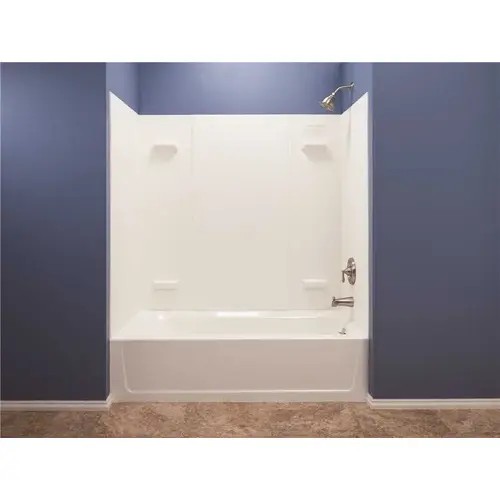 Mustee 557WHT 30 in. or 32 in. x 60 in. x 57 in. Easy Up Adhesive Tub Wall in White 305821879