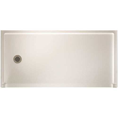30 in. x 60 in. Solid Surface Single Threshold Left Drain Barrier Free Shower Pan in White