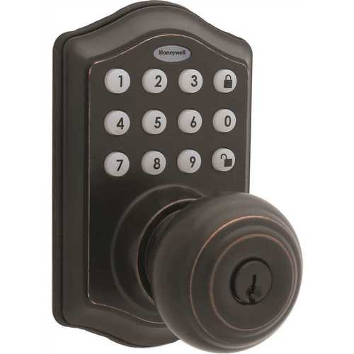 Honeywell Safety 8732401 Oil Rubbed Bronze Keypad Electronic Knob Entry Door Lock