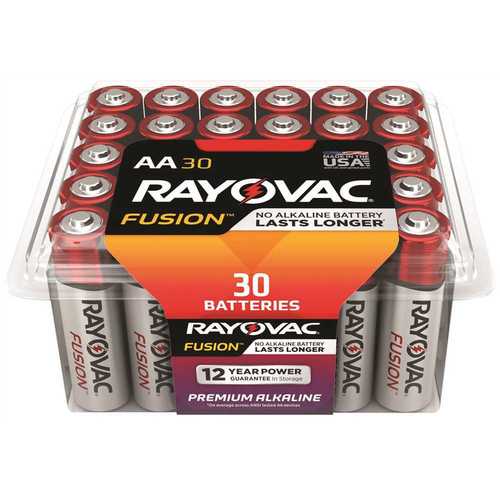 FUSION Alkaline AA 1.5-Volt Premium Battery - pack of 30