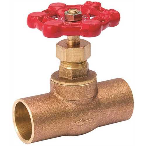 Stop Valve, 3/4 in Connection, Compression, 125 psi Pressure, Brass Body