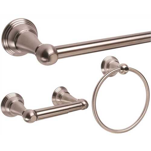 Wellington Bath Hardware Kit includes 24 in. Towel Bar, Towel Ring and Toilet Paper Holder in Brushed Nickel