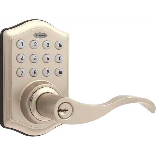 Honeywell Safety 8734301 Satin Nickel Keypad Electronic Door Lever Entry Lock