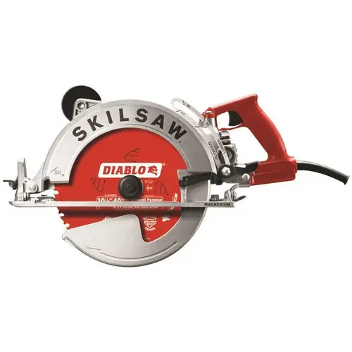15 Amp Corded Electric 10-1/4 in. Magnesium SAWSQUATCH Worm Drive Circular Saw with 40-Tooth Diablo Carbide Blade Multi-Colored