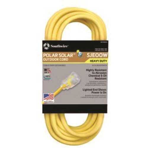 Southwire 17880002-XCP4 50 ft. 10/3 SJEOW Outdoor Heavy-Duty T-Prene Extension Cord with Power Light Plug Yellow - pack of 4