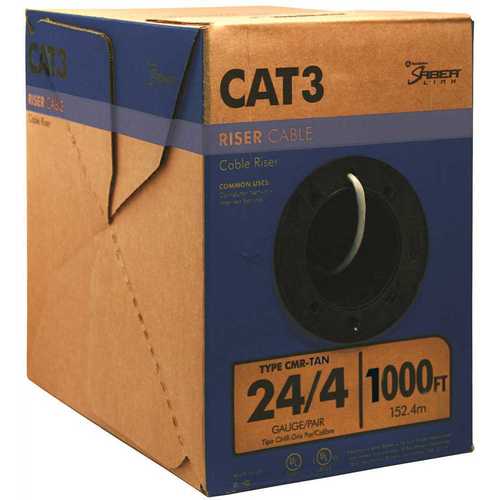 1,000 ft. Tan 24/4 Solid CU CAT3 CMR (Riser) Data Cable