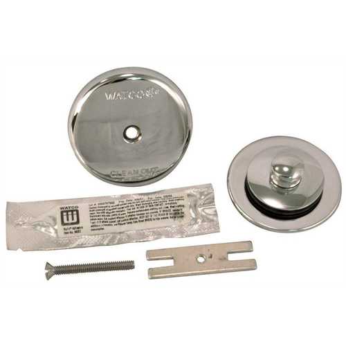 NuFit Lift and Turn Bathtub Stopper with One Hole Overflow and Silicone Kit in Chrome Plated