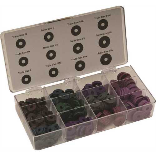 Contains 200 Assorted Washers Size 00 Through 3/8L Durable Plastic Pocket Case Color