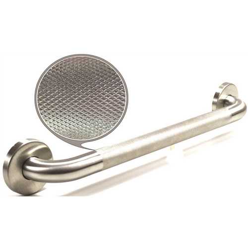 WingIts WGB5SSKN16 Premium Series 16 in. x 1.25 in. Diamond Knurled Grab Bar in Satin Stainless Steel (19 in. Overall Length)