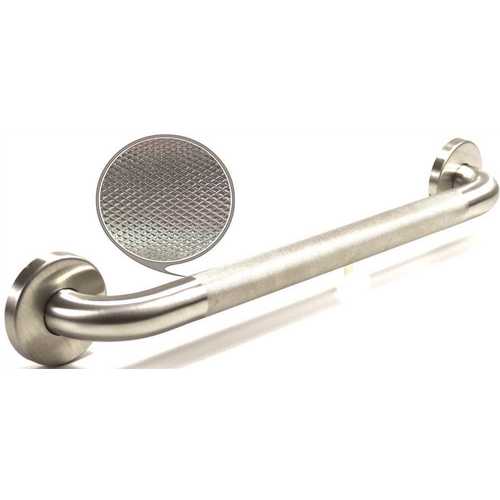 Premium Series 24 in. x 1.25 in. Diamond Knurled Grab Bar in Satin Stainless Steel (27 in. Overall Length)