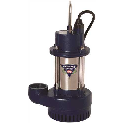 PHCC PRO SERIES (GLENTRONICS) 1/3 HP CAST IRON/STAINLESS STEEL SUBMERSIBLE SUMP PUMP,  Blue