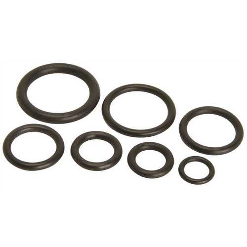 The 7 most popular rubber O-rings for repair of faucets, stems and valves, Pack of 10 Black