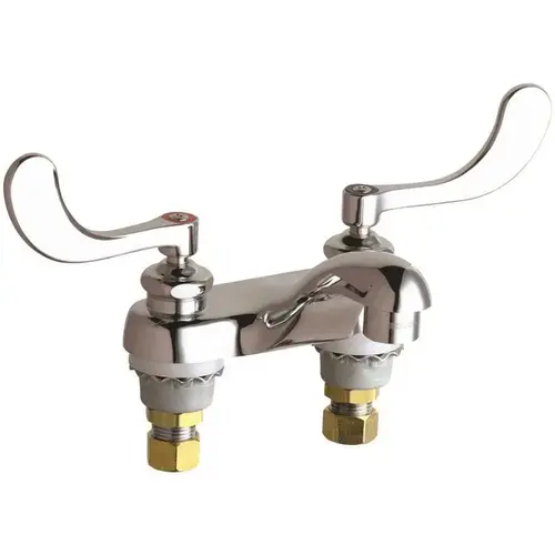 4 in. Centerset 2-Handle Low Arc Bathroom Faucet in Chrome with 4 in. Center to Center Integral Cast Brass Spout