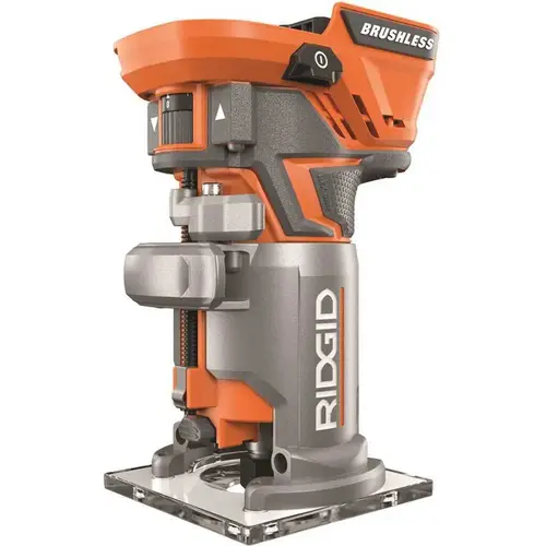 18-Volt Cordless Brushless 1/4 in. Compact Router with Fixed Base and Tool Free Depth Adjustment Orange