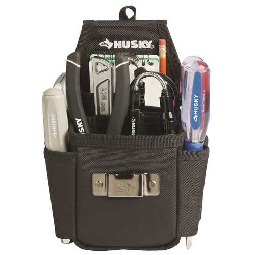 6.7 in. 3-Pocket Black Utility Plus Tool Pouch