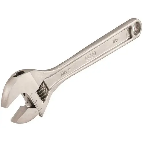 Adjustable Wrenches, 10 in Long, 1 1/8 in Opening, Cobalt Plated Nickel