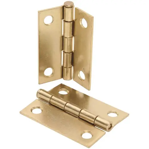 Door Hinge - 2" x 1-9/16" with Removable Pin - Brass