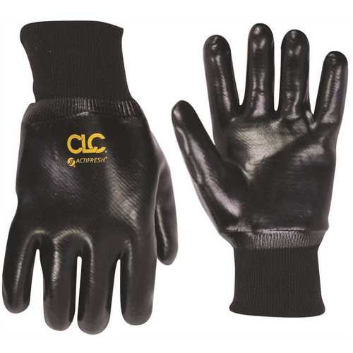 Large PVC Dip Knit Wrist Gloves Pair Black