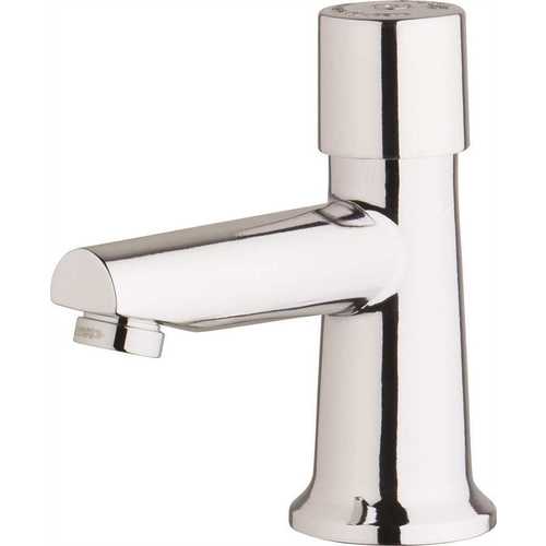 Deck-Mounted Single Supply Single Handle Metering Faucet 4 in. 0.5 GPM Chrome-Plated Brass