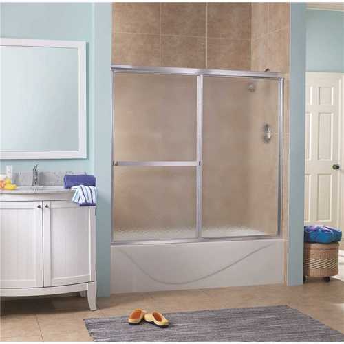Lakeside 56 in. - 60 in. W x 58 in. H Framed Bypass Shower Door in Silver and Obscure Glass without Handle