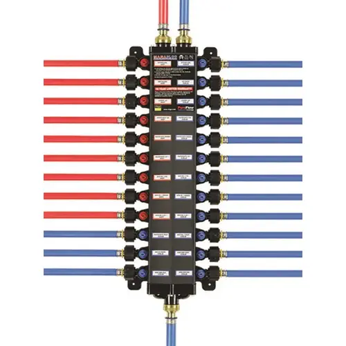 Viega 49303 Manabloc 1/2 in. x 30 Ports: 12 hot, 18 cold polymer distribution manifold